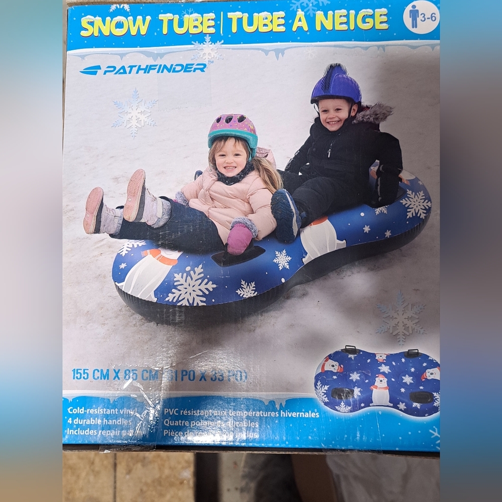 Pathfinder Blue Double Snow Tube With Polar Bear And Snowflakes Print for Kids
